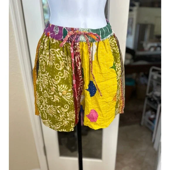 Jessica Taylor Kantha Patchwork 2 Piece Set Multicolor NWT Halter Tank , Shorts - Picture 7 of 9